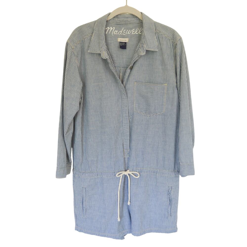 Madewell Railroad Stripe Cotton Romper Size Medium
